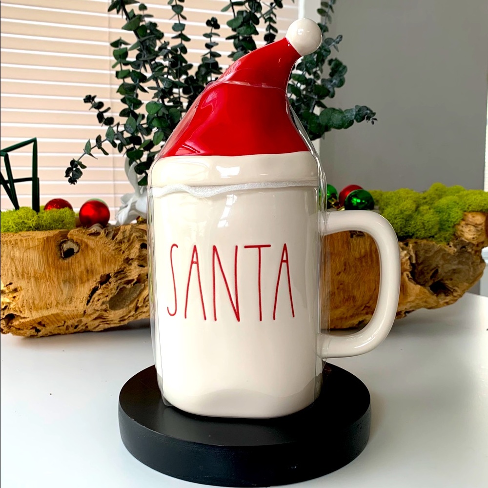 🎄Rae Dunn “SANTA” Mug with Christmas Hat Topper🎄
